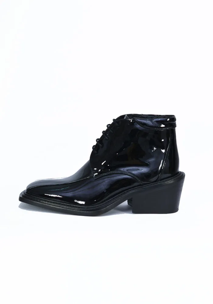 MARTINE ROSE WOMENS PATENT LEATHER ANKLE SHOES BLACK