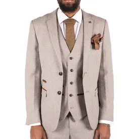 Mens 3 Piece Cream Suit Tweed Check Vintage Retro Tailored Fit 1920s