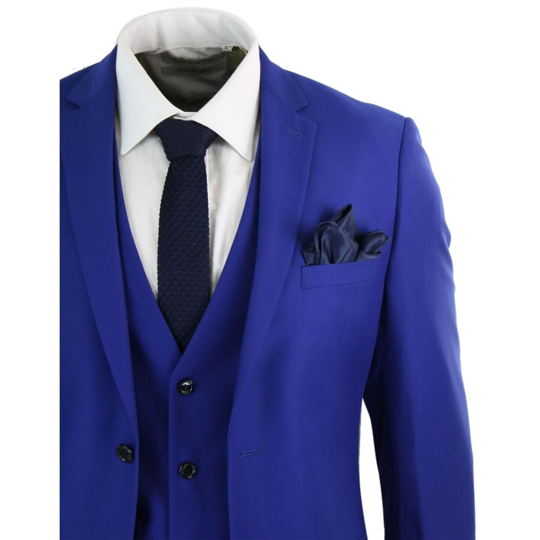 Mens 3 Piece Royal Blue Tailored Fit Complete Suit Best Man Groom Prom Wedding