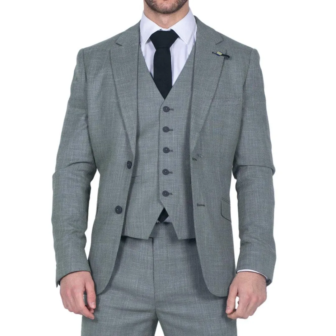 Mens 3 Piece Suit Sage Green Summer Linen Tailored Fit Wedding Prom Classic