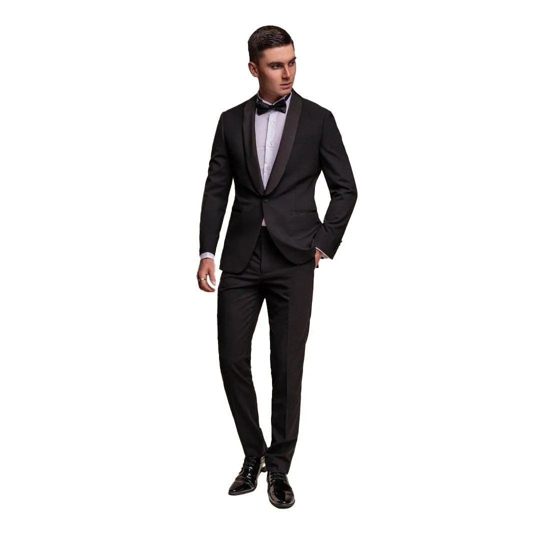 Mens Black Tuxedo 2 Piece Shawl Collar Suit