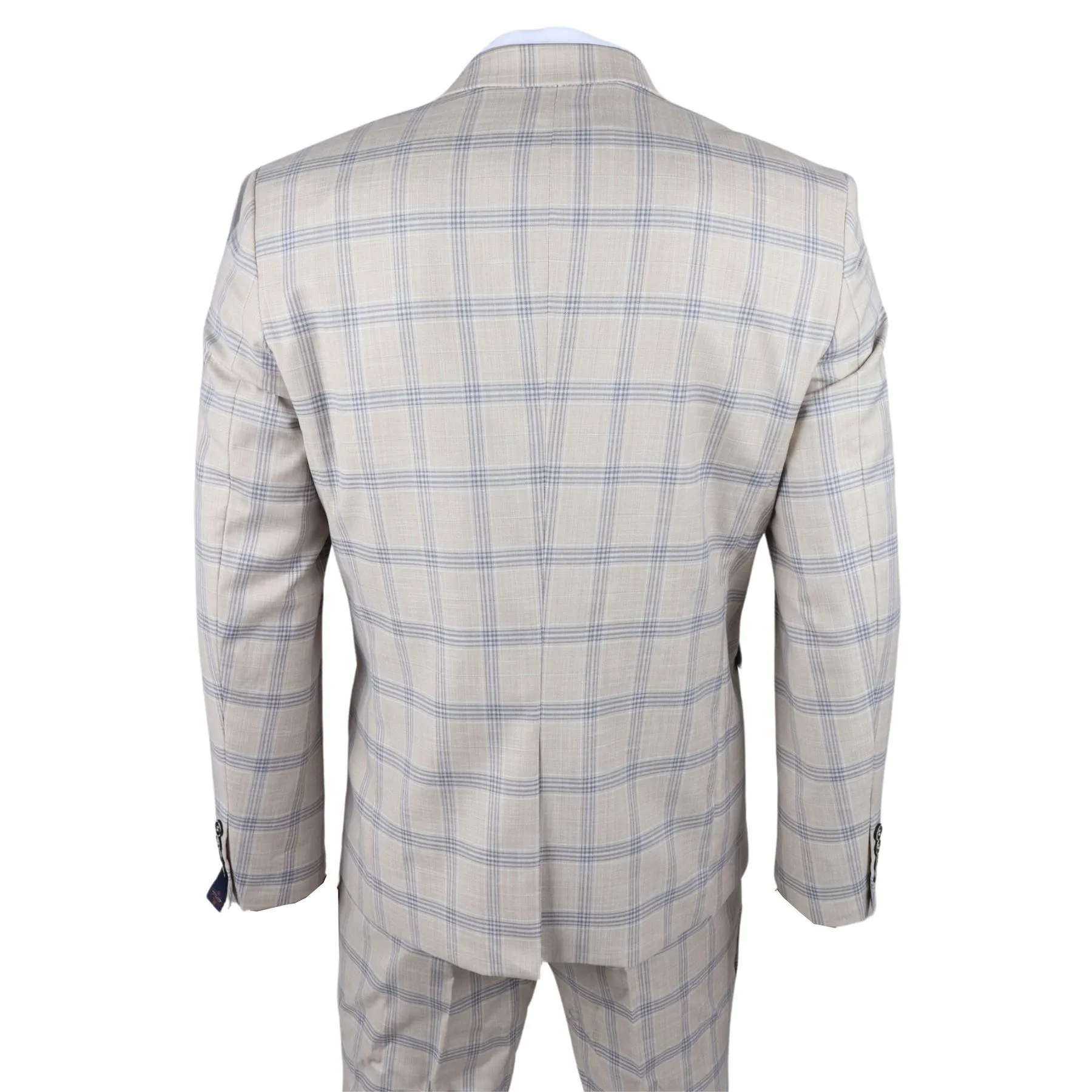 Men's Blazer Beige Checked Classic Sport Coat Plaid Tailored Fit