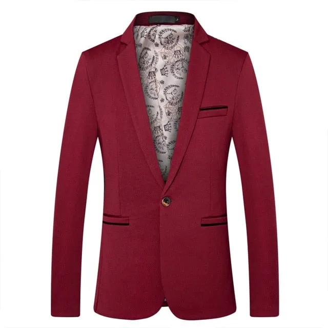 Men's British Style Casual Slim Fit Suit Jacket