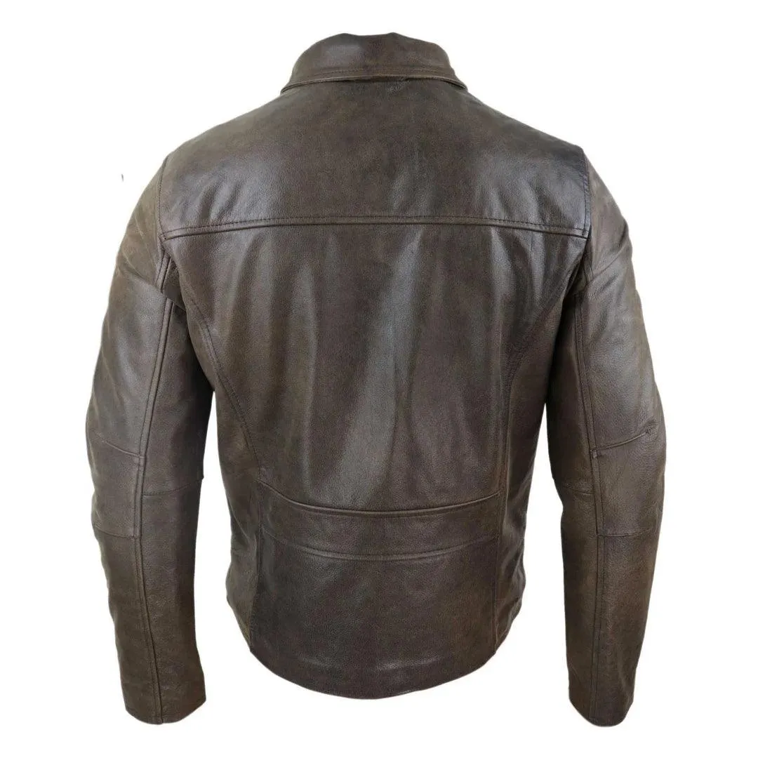 Mens Classic Real Leather Soft Hide Zipped Collar Box Jacket Smart Casual Fit