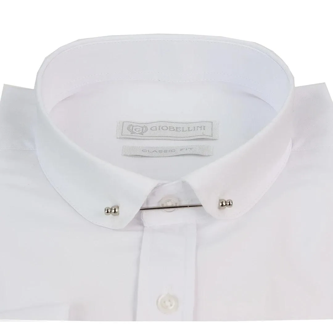 Mens Club Collar Shirt With Bar Poplin Pin White Black 1920s Peaky Blinders