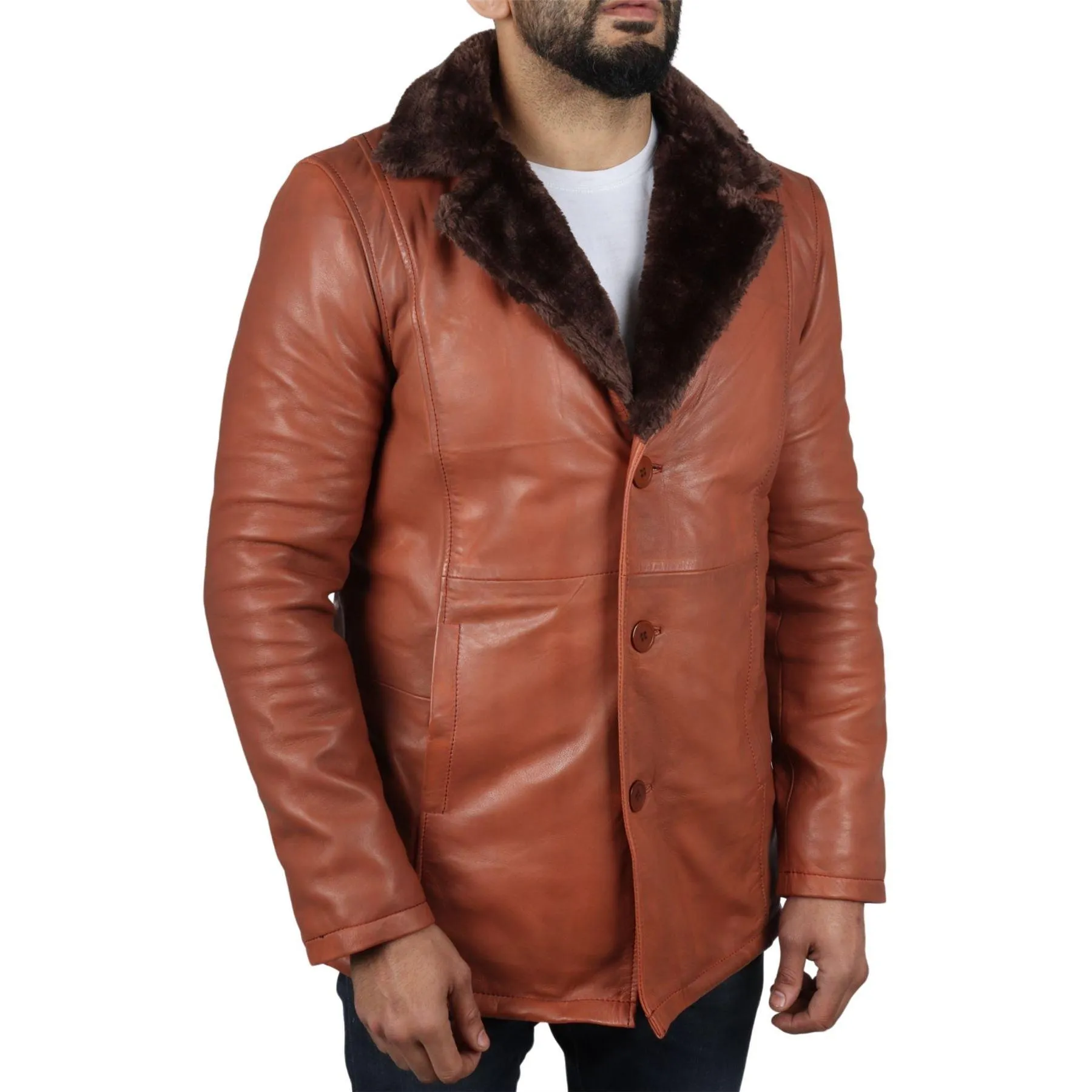 Men's Fur Lining Blazer Coat Jacket Real Leather