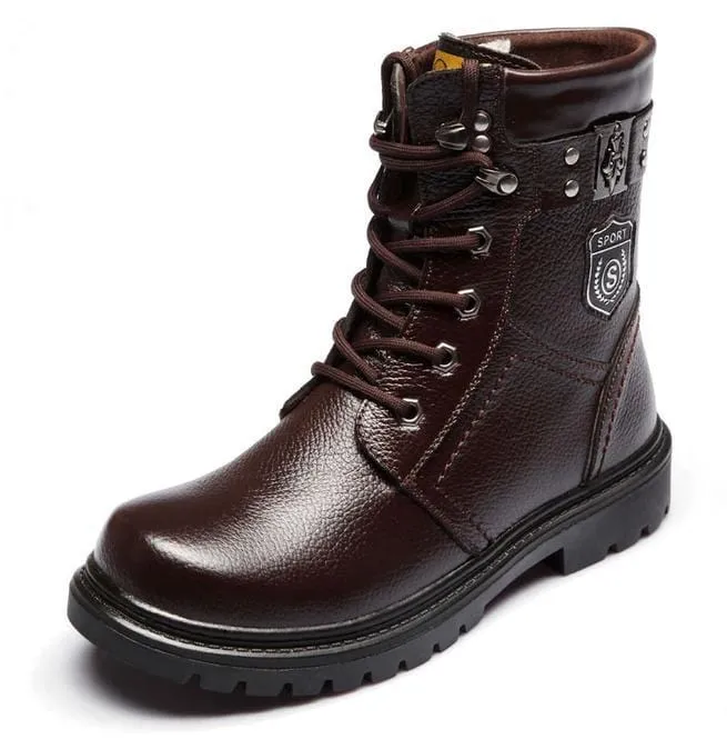 Men's Iron Buckle Strap Lace Up Martin Boots