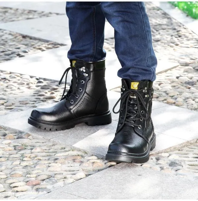 Men's Iron Buckle Strap Lace Up Martin Boots