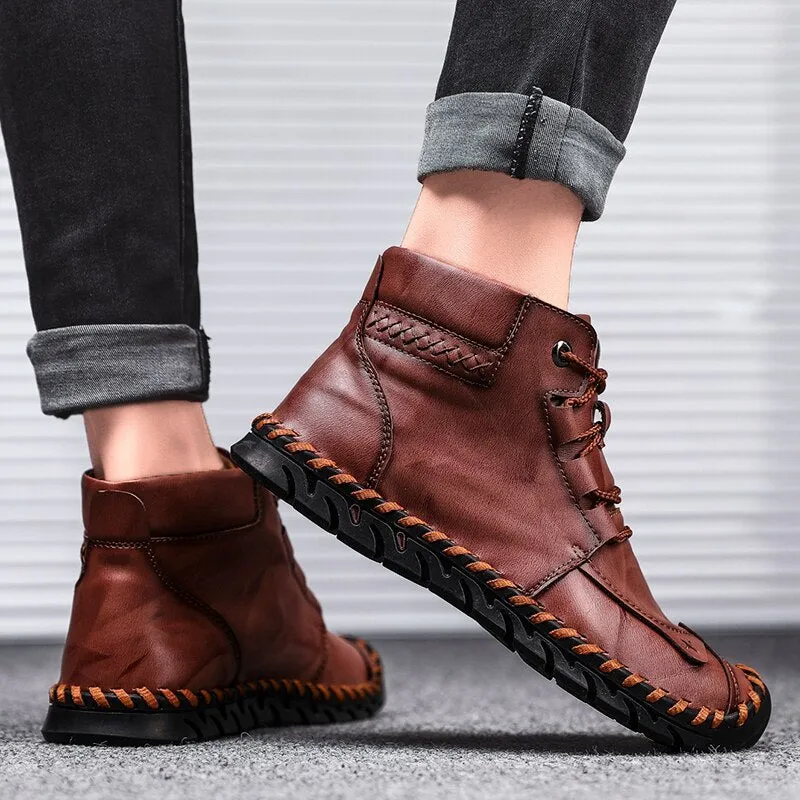 men's Leather half boots shoes