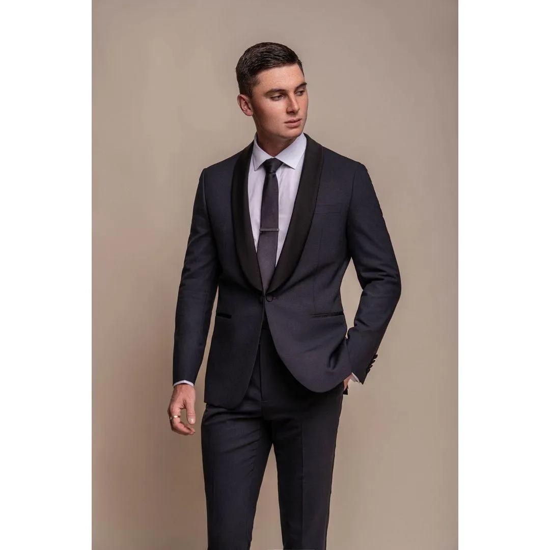 Mens Navy Tuxedo 2 Piece Shawl Collar Suit