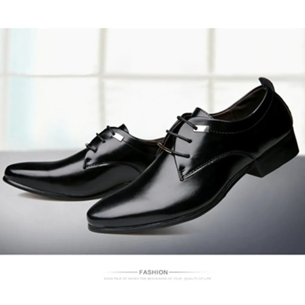 Men's Oxford Leather Fashion Dress Flat Shoes