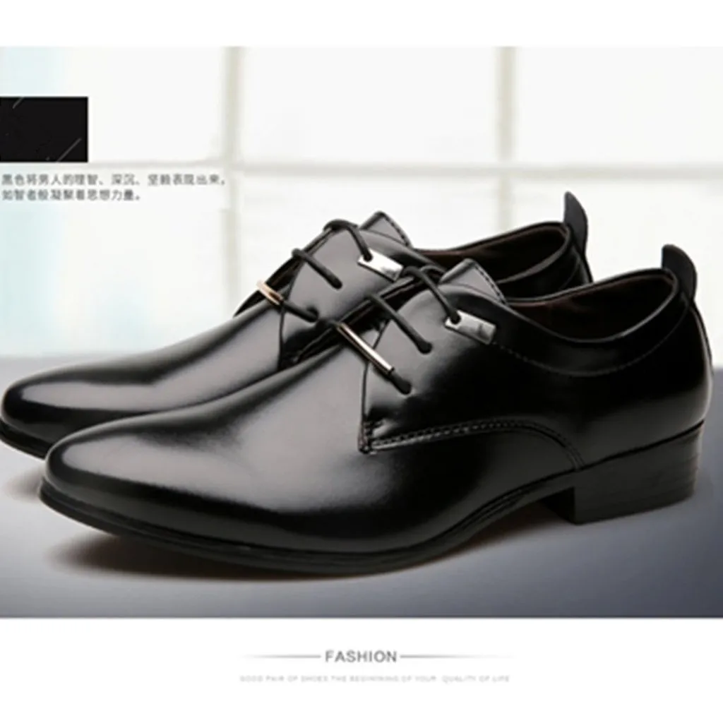 Men's Oxford Leather Fashion Dress Flat Shoes