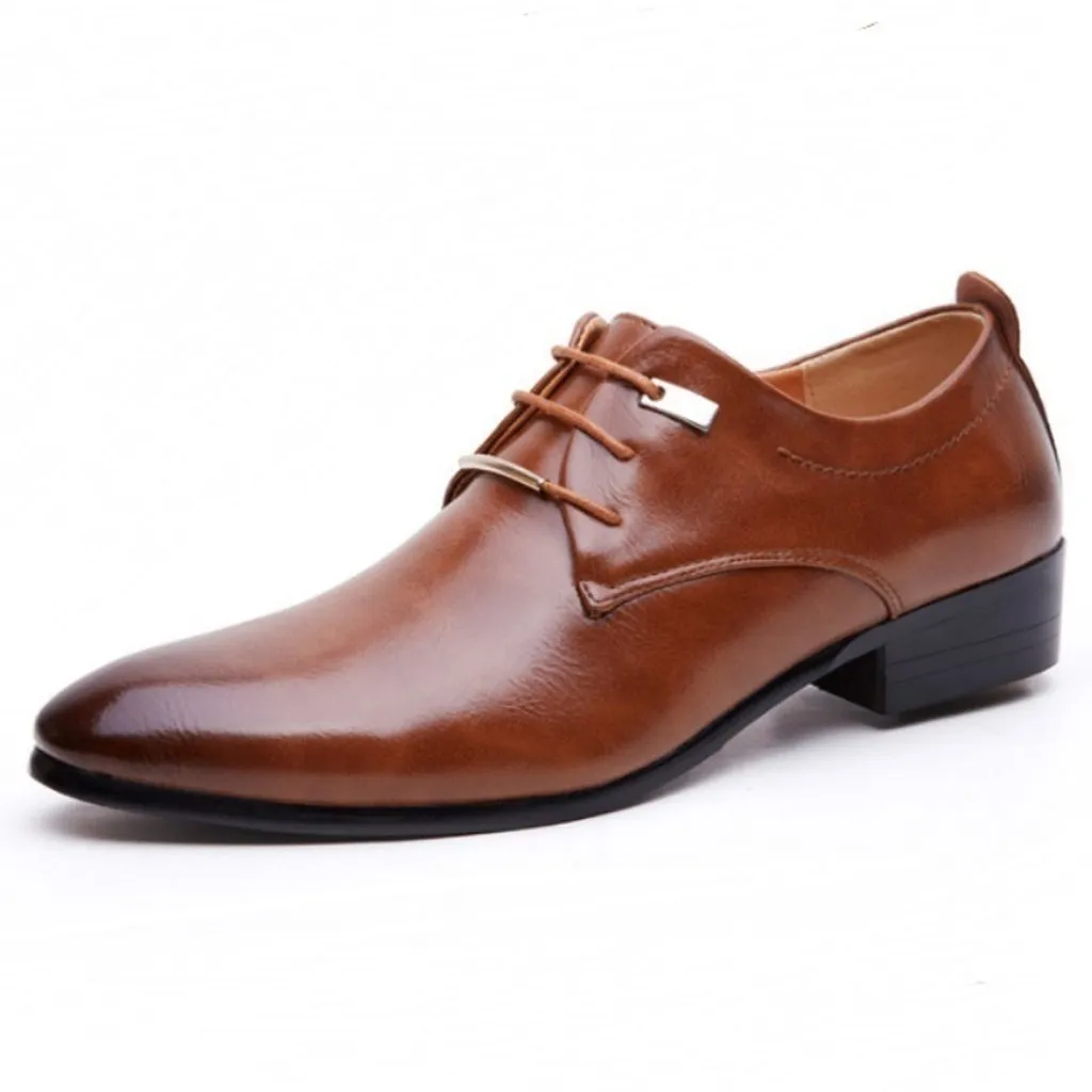 Men's Oxford Leather Fashion Dress Flat Shoes