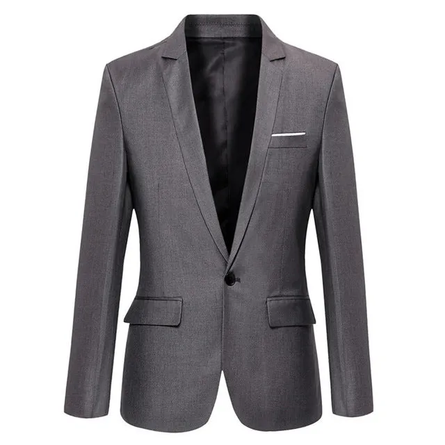 Men's Slim Fit Solid Color Dress Blazer