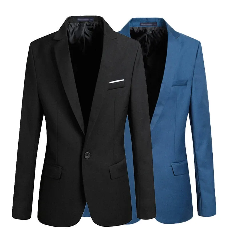 Men's Slim Fit Solid Color Dress Blazer