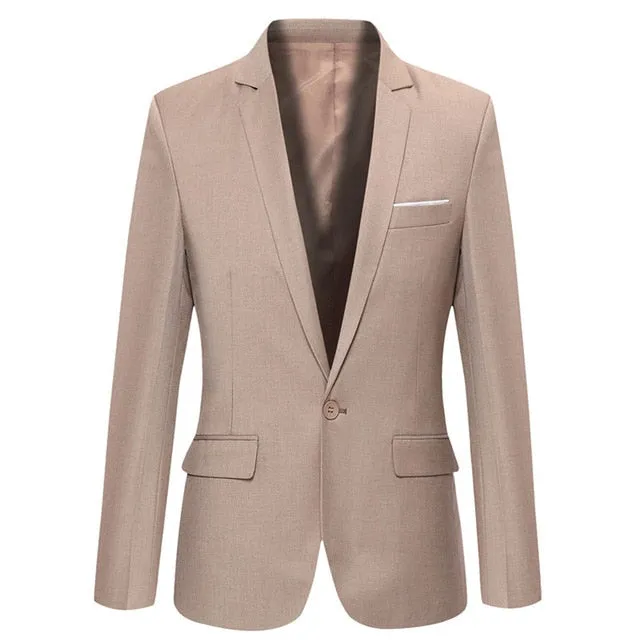 Men's Slim Fit Solid Color Dress Blazer