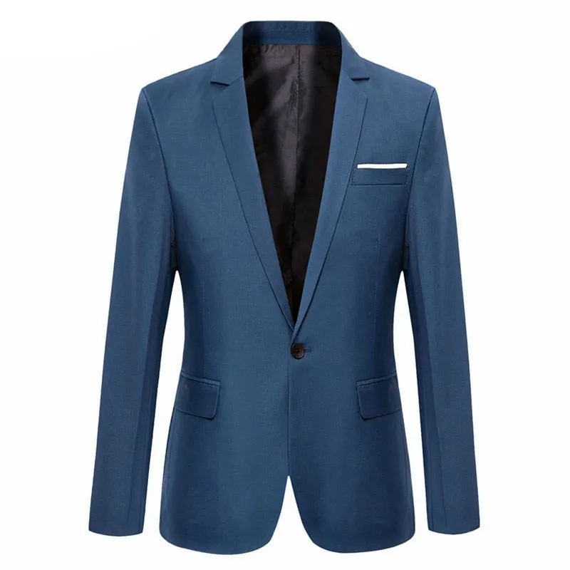 Men's Slim Fit Solid Color Dress Blazer