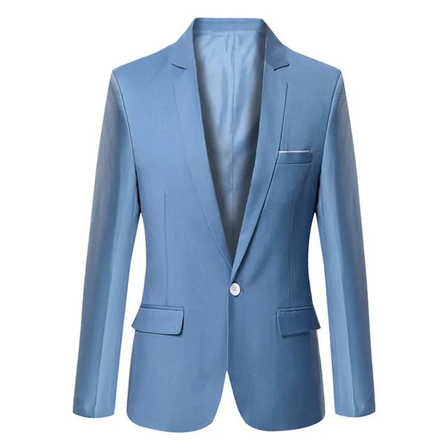 Men's Slim Fit Solid Color Dress Blazer