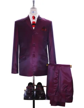 Mod Fashion Burgundy Wine Tonic Suit