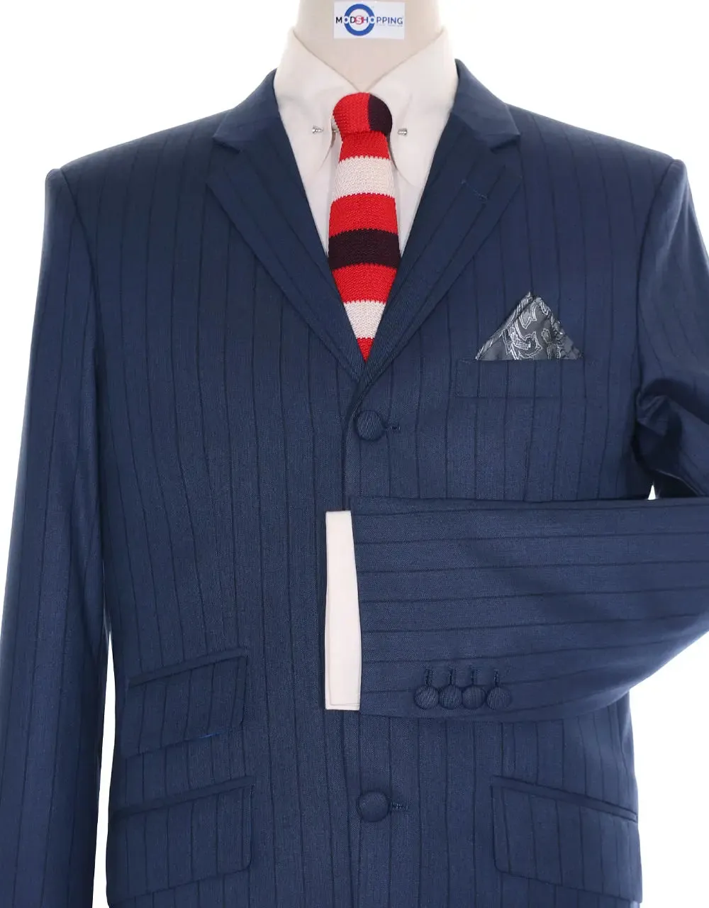 Mod Jacket -Navy Blue Striped Blazer Jacket