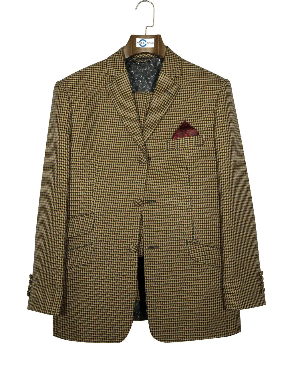 Mod Suit - Brown and Black Houndstooth Suit