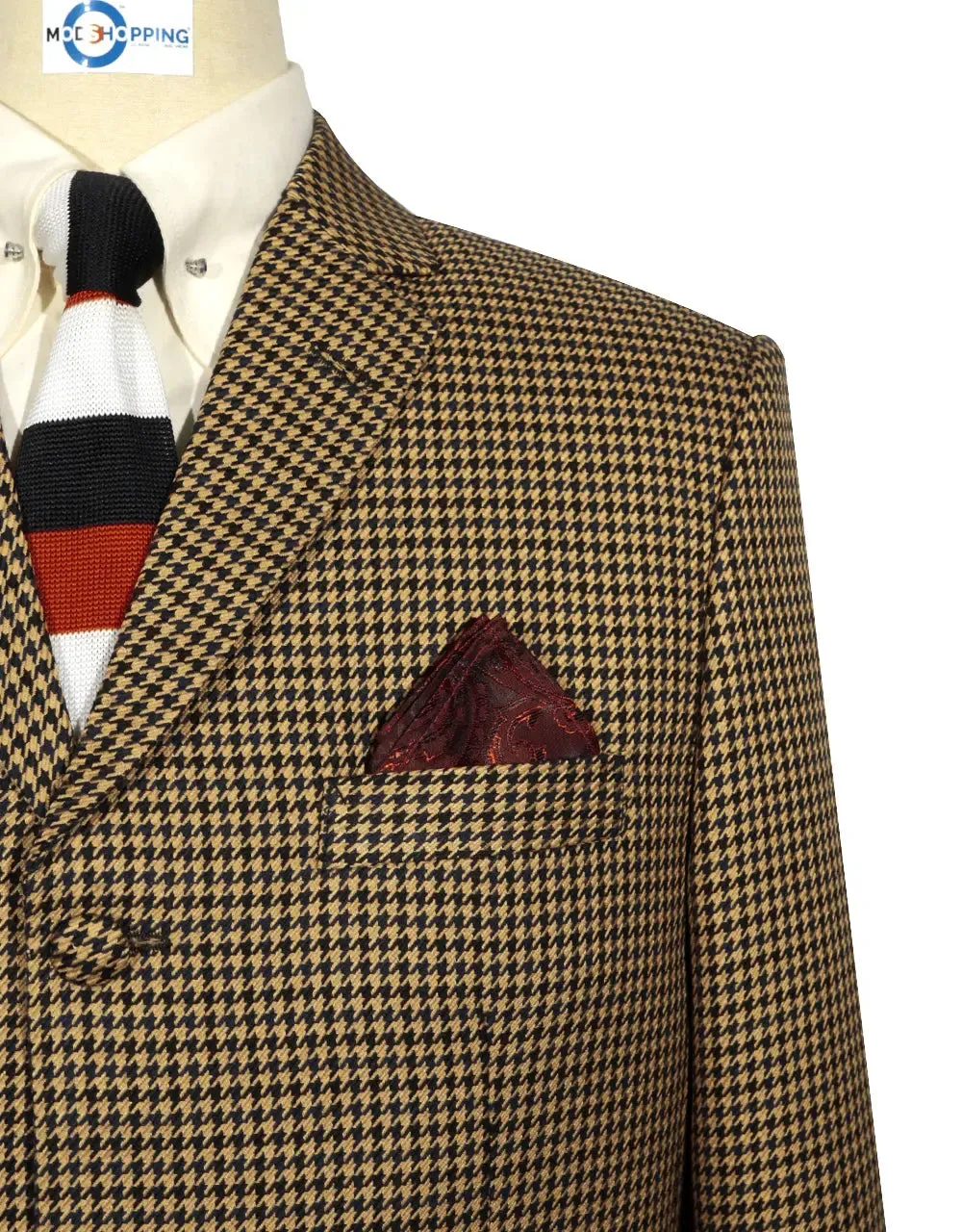 Mod Suit - Brown and Black Houndstooth Suit