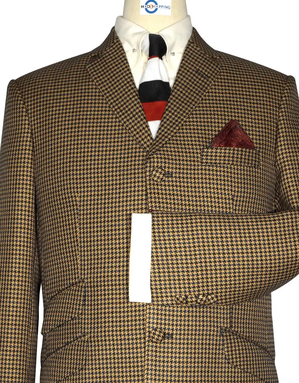 Mod Suit - Brown and Black Houndstooth Suit