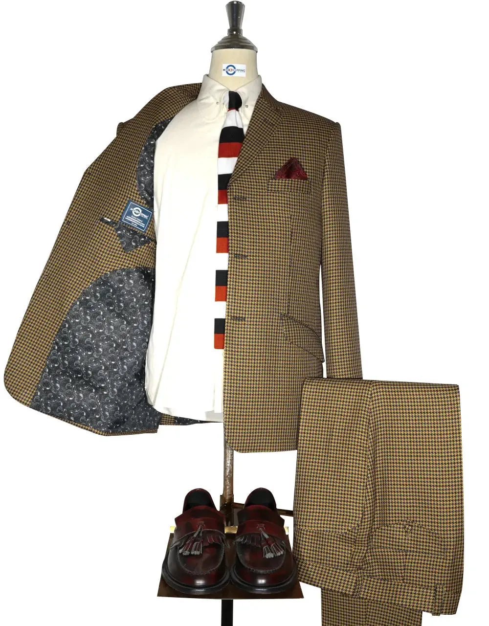 Mod Suit - Brown and Black Houndstooth Suit