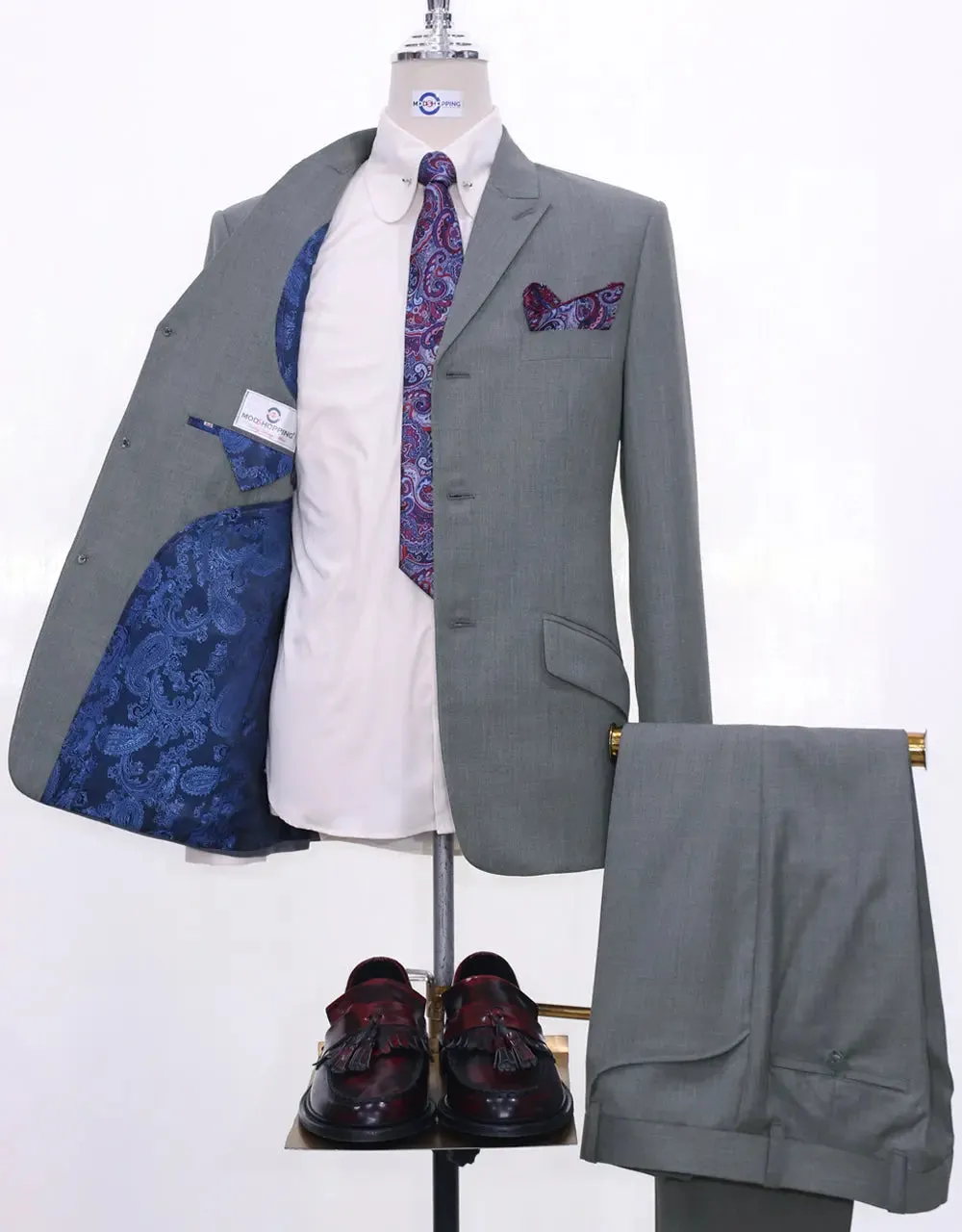 Mod Suits | 60s Style Grey Peak Lapel Suit For Men