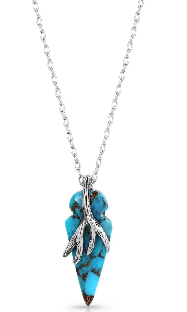 Montana Silversmith - Antlers Point Arrowhead Necklace - Turquoise