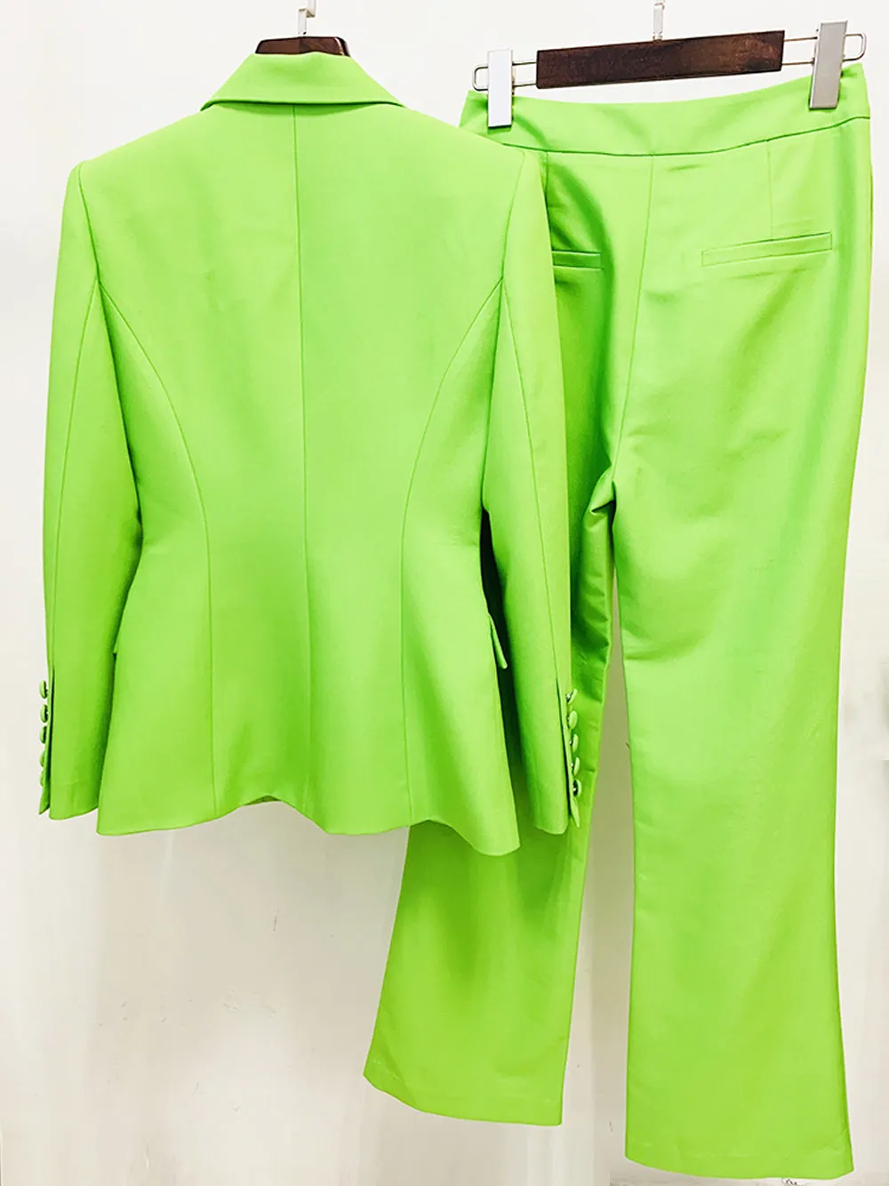 NAOMA Blazer & Flared Pants Set in Neon Green