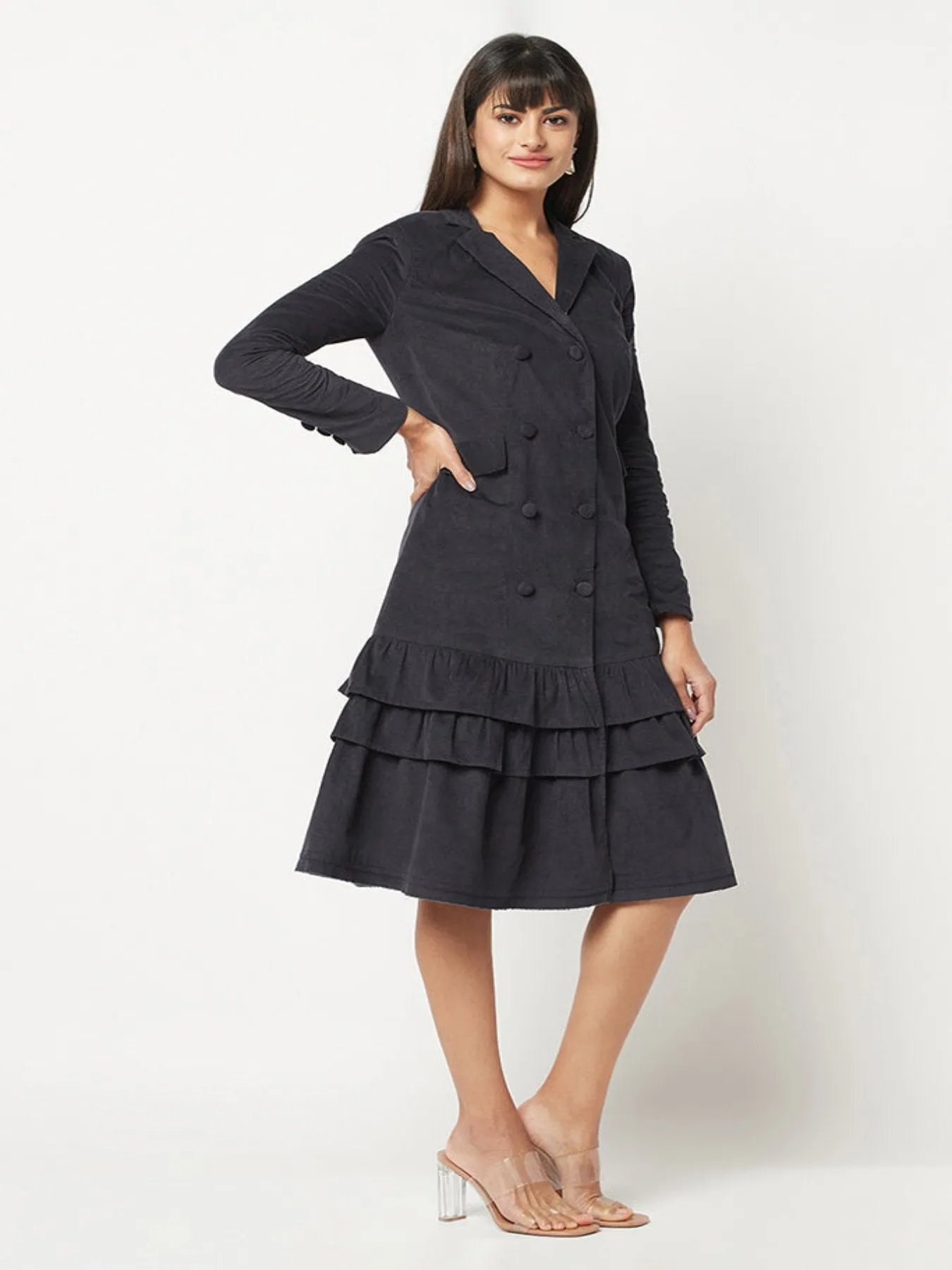 Navy Blue Corduroy Dress