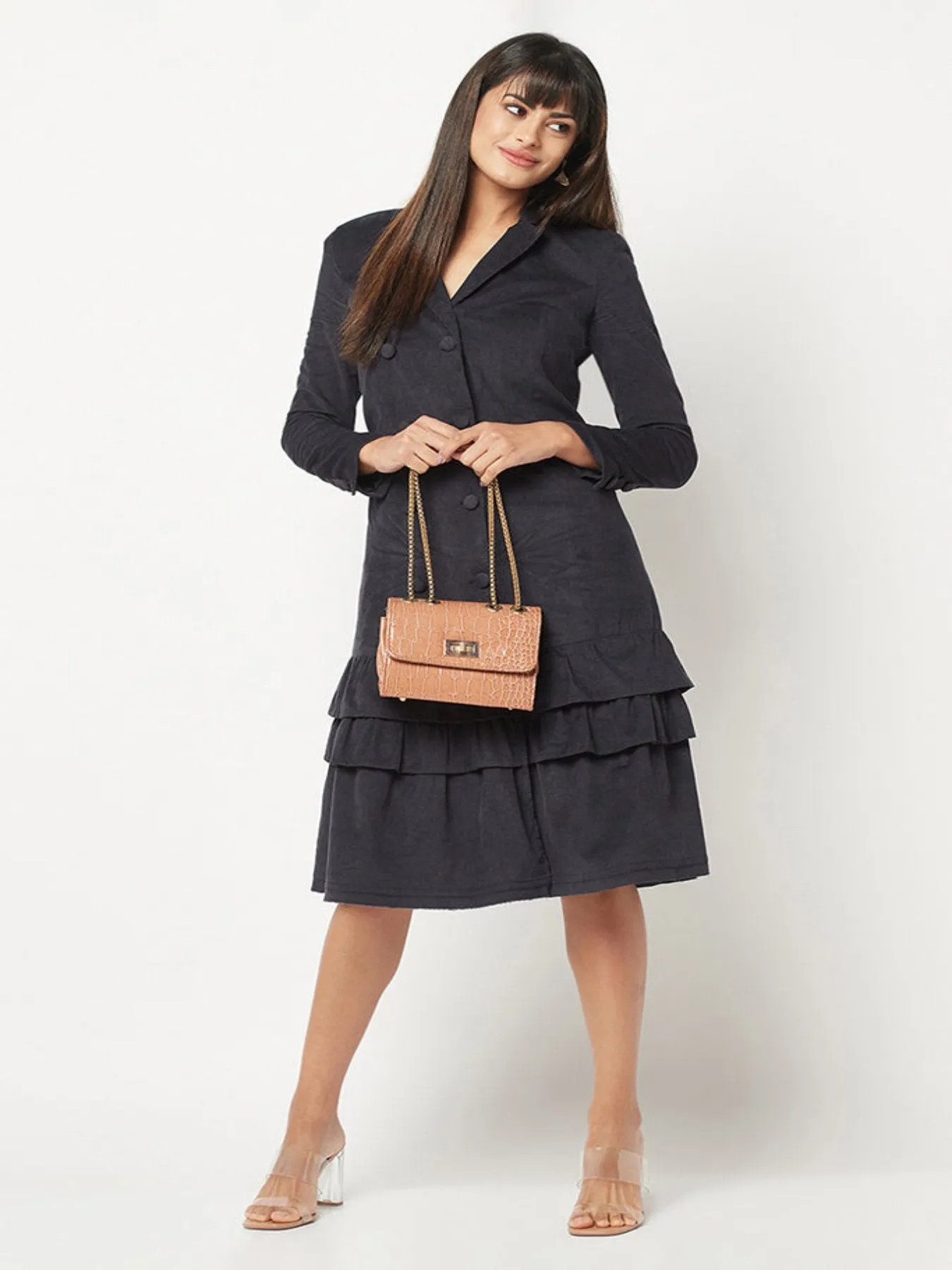 Navy Blue Corduroy Dress