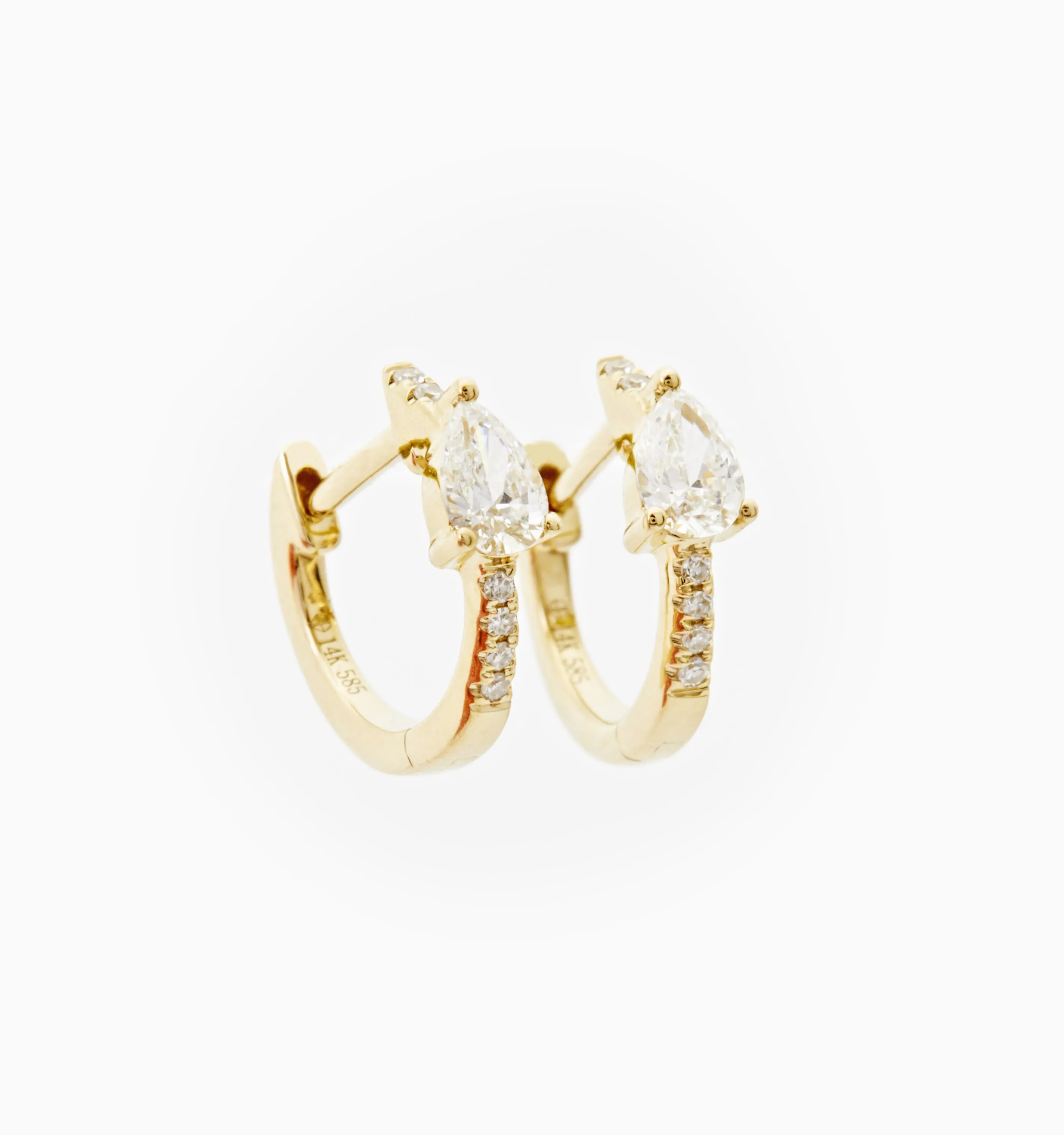 Pear Baguette Diamond Hoop Earrings