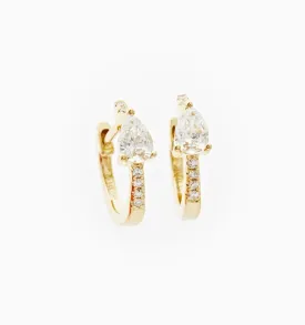 Pear Baguette Diamond Hoop Earrings