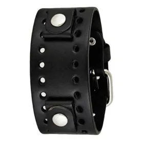 Perforated Black Leather Ladies Cuff