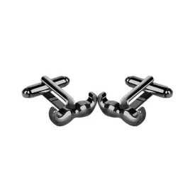 Platinum Black Mustache Cufflinks