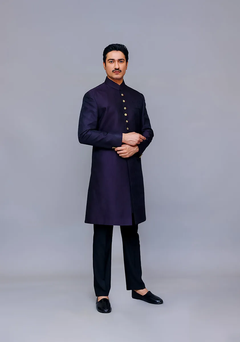 Premium  Jamawar Purple Traditional Sherwani