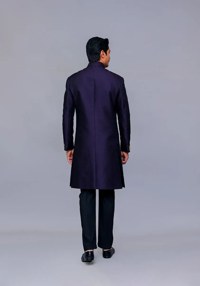 Premium  Jamawar Purple Traditional Sherwani