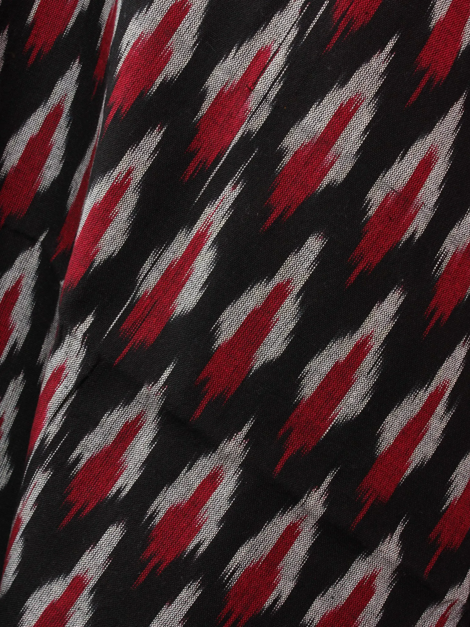 Red Black White Ikat Handwoven Cotton Suit Fabric Set of 3 - S1002014