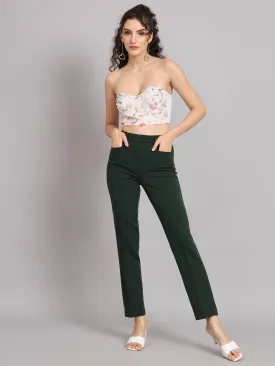 Regular Fit Mid Waist Trouser - Bottle Green