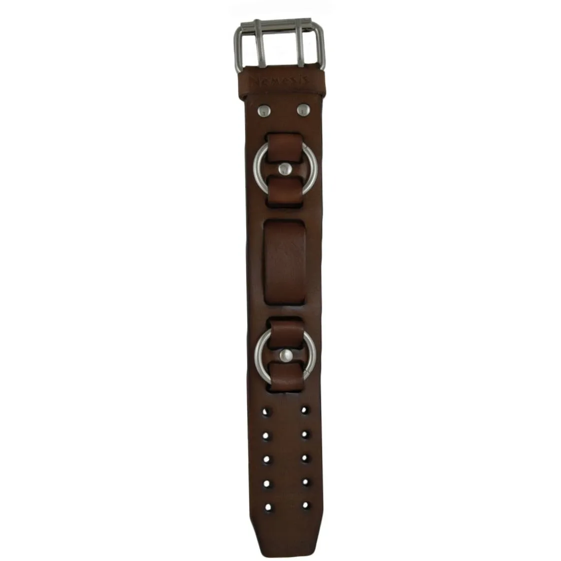 Ring Brown Leather Cuff