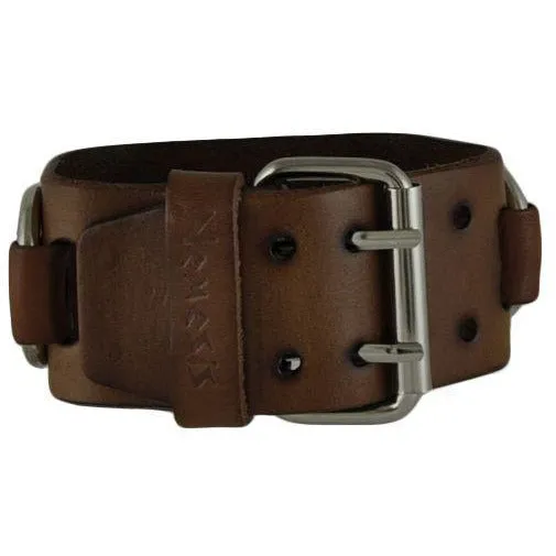 Ring Brown Leather Cuff