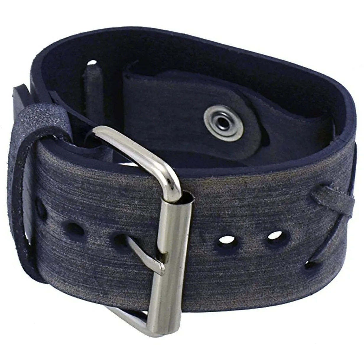 Sapphire Crystal Small Seconds Black Watch with Distressed Charcoal Leather Cuff