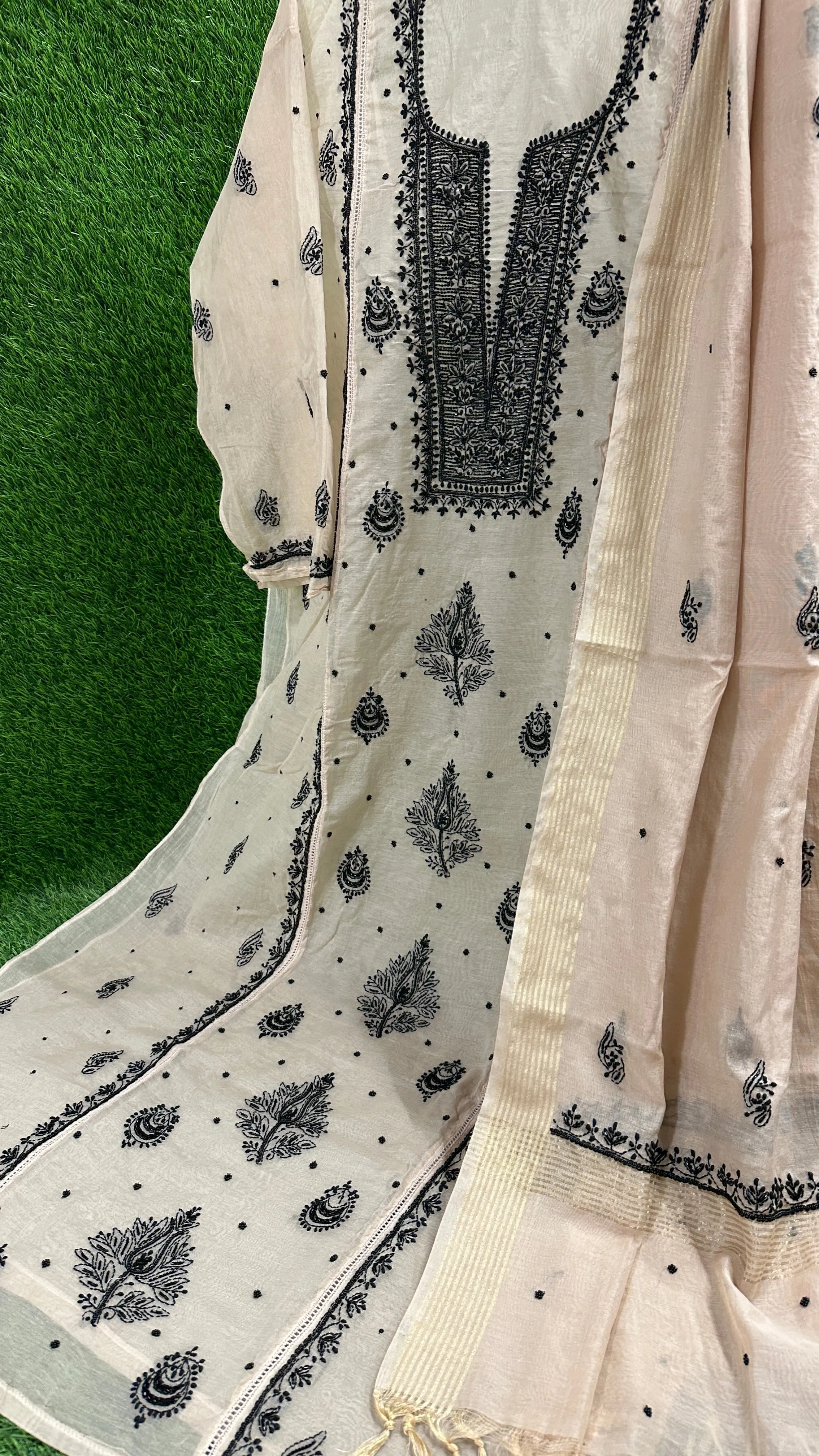 Soft Chanderi dress | Semi-Stitched suits | Embellished Elegance | Elegant Ethnics | Semi-Stitched Styles