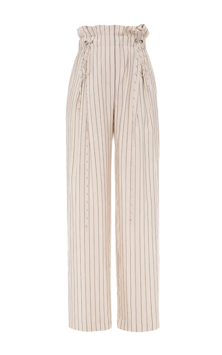 Striped pants with drawstrings