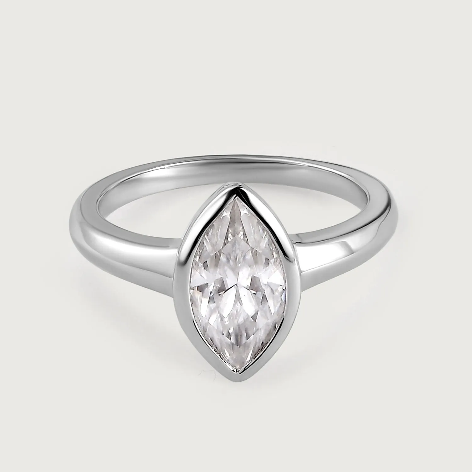 Surf Moon Solitaire Moissanite Ring