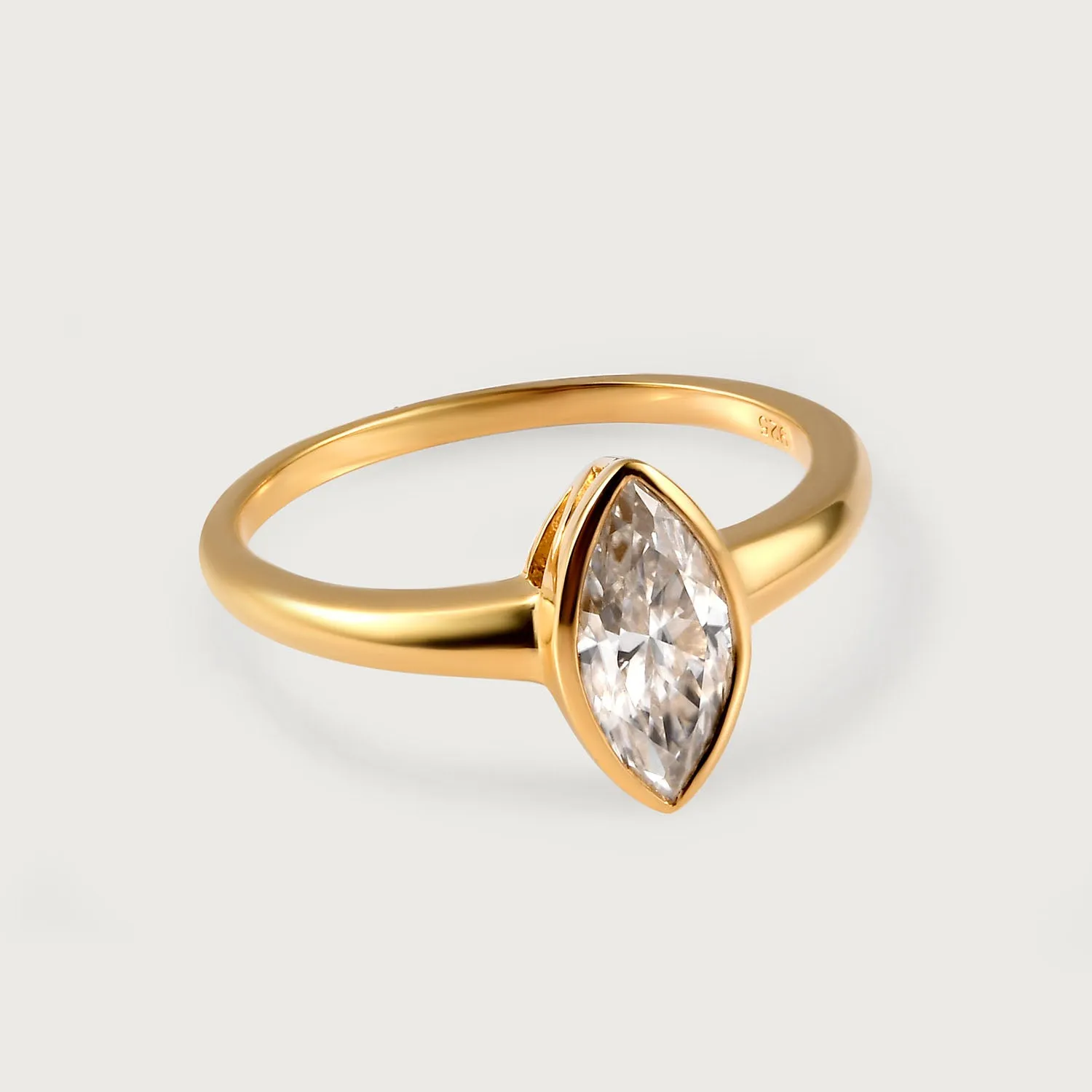 Surf Moon Solitaire Moissanite Ring