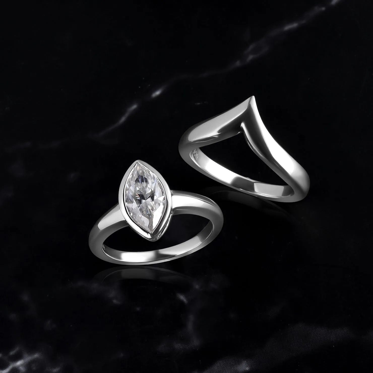 Surf Moon Solitaire Moissanite Ring