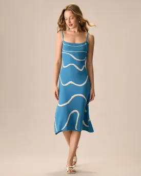 The Blue Wave Mermaid Hem Knit Midi Dress